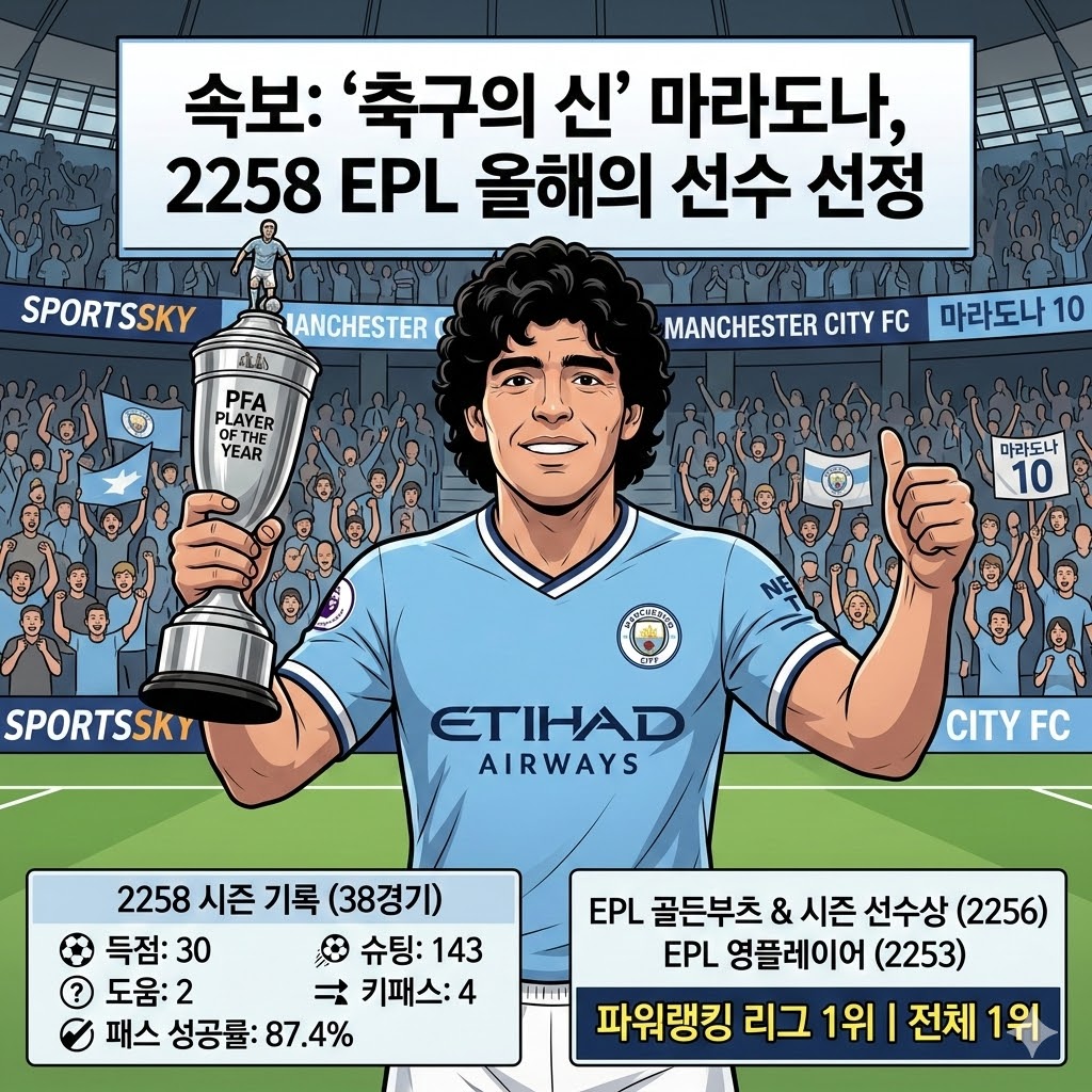 [축구 신] 마라도나, EPL 평정! 2258 올해의 선수 등